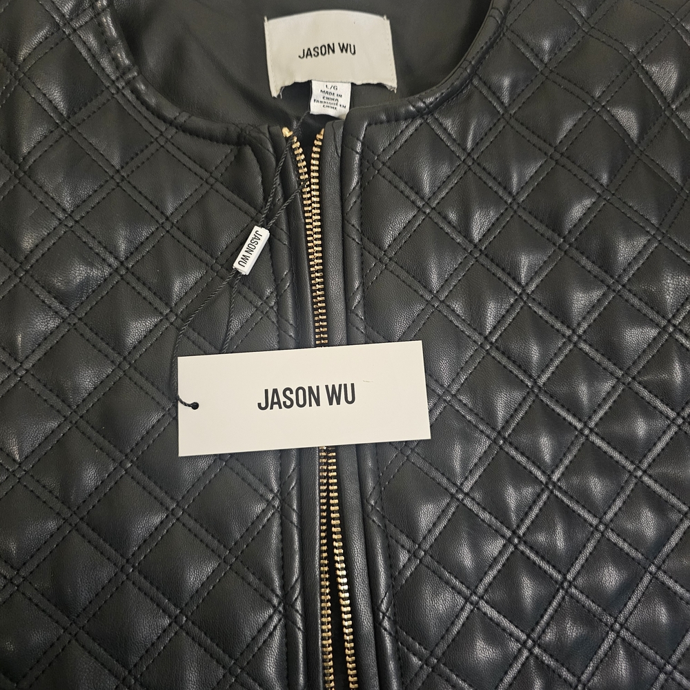 Nwt- Jason Wu Black Quilted Leather Jacket - Picture 3 of 6